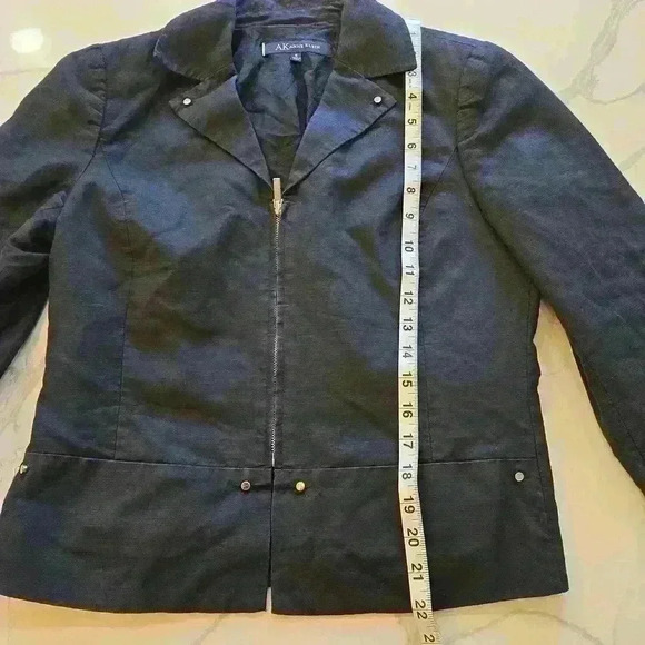 Anne Klein Womens Linen Cotton Blend Jacket Navy Size 8 - Picture 13 of 14